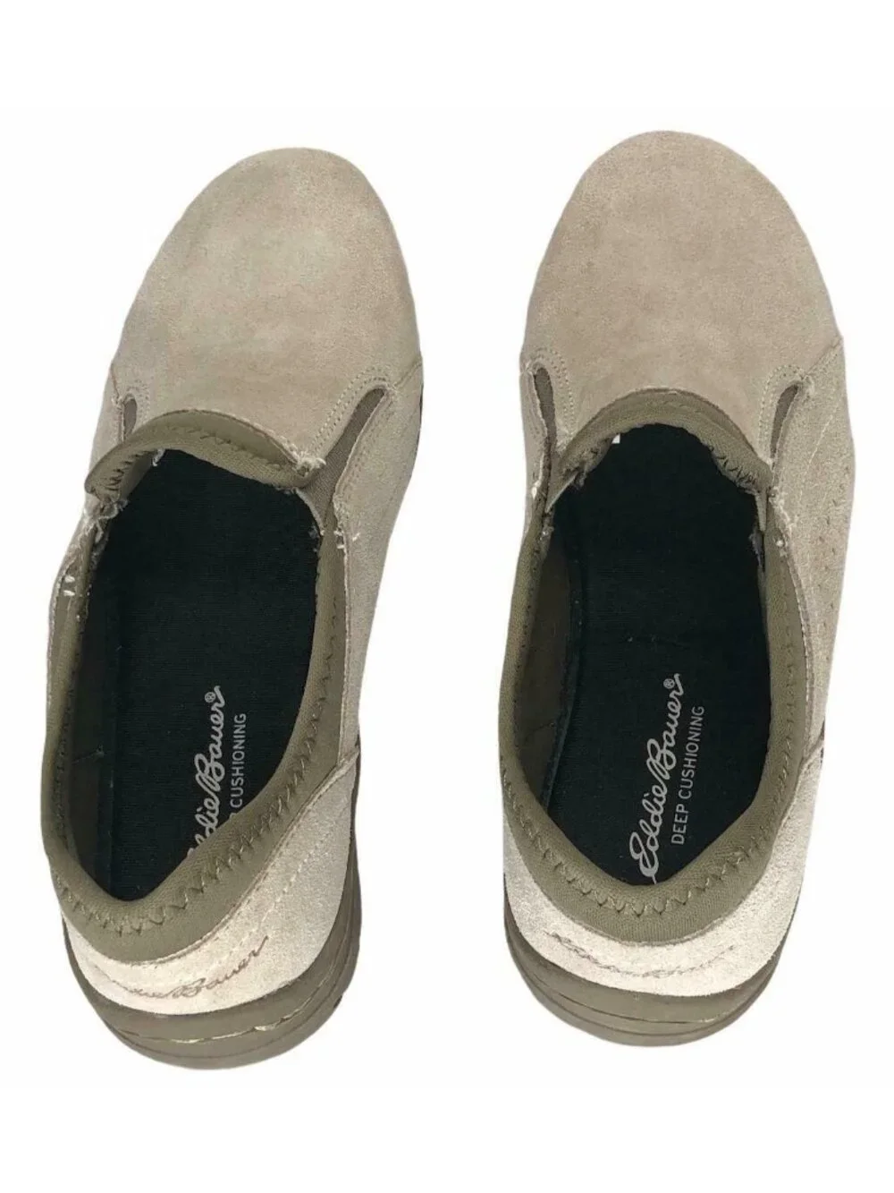 Eddie Bauer Deep Cushioning Birch Bay Beige Suede Leather Loafer Womens 6 M Shoe